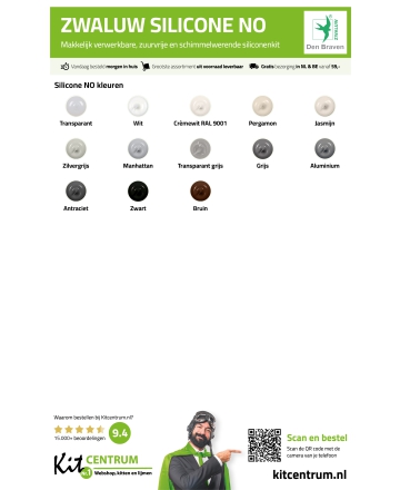 Zwaluw Silicone NO Kleurenkaart